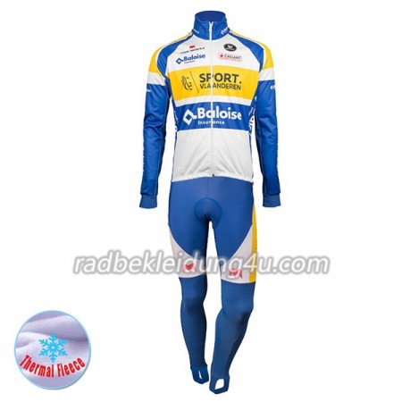 Set Langarmtrikot + Trägerhose Lange 2018 Sport Vlaanderen-Baloise Winter Thermal Fleece N001